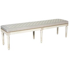Neoclassical Blue and White Bench