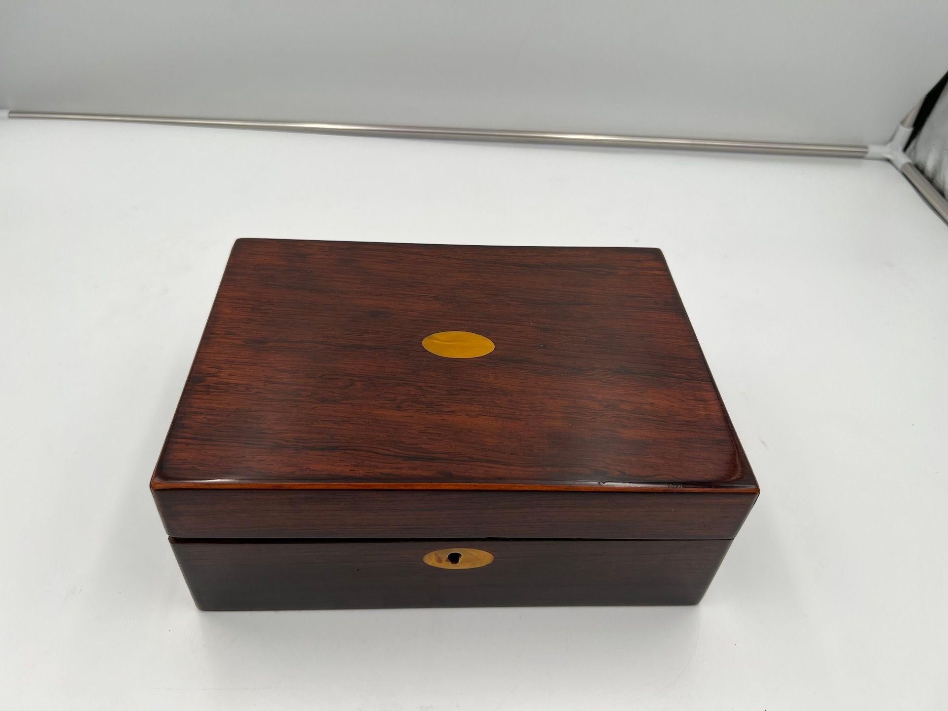European Neoclassical Box, Rosewood, Mother-of-Pearl, France, 19th Century For Sale