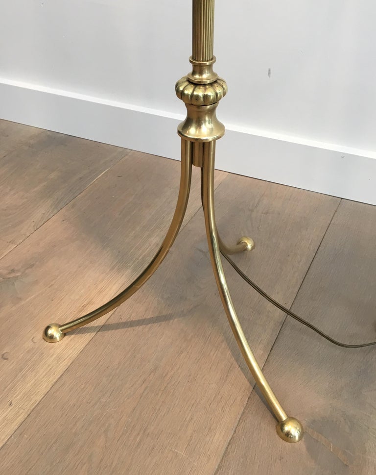 Neoclassical Brass Adjustable Floor Lamp with Swanheads For Sale 5