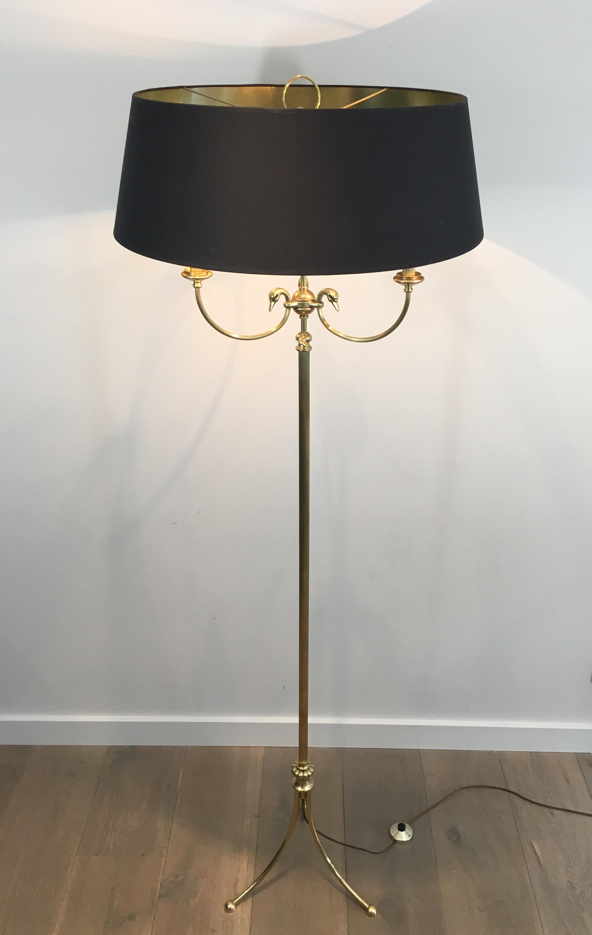 Neoclassical Brass Adjustable Floor Lamp with Swanheads 9