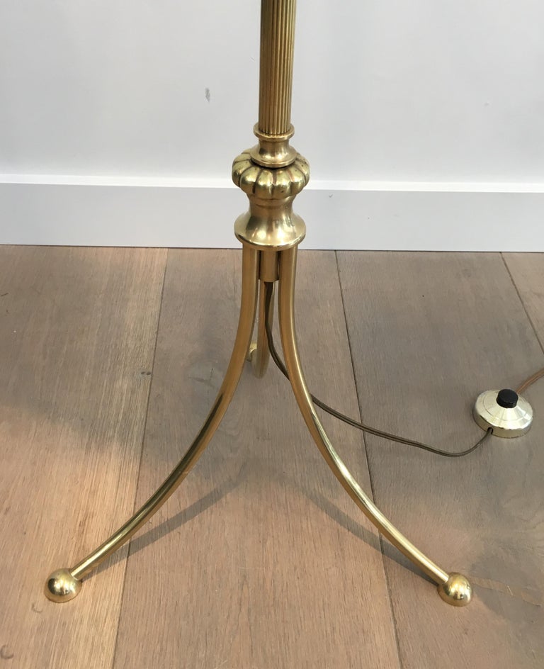 Neoclassical Brass Adjustable Floor Lamp with Swanheads For Sale 3