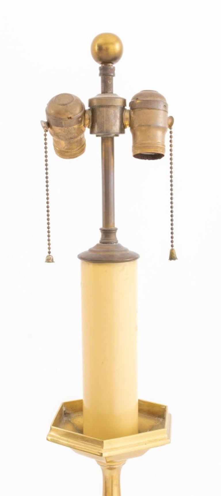 Neoclassical Brass Altar Candelabra Mounted Lamp For Sale at 1stDibs