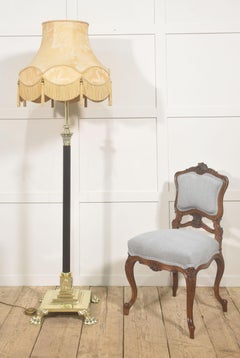 Neoclassical Brass and Black Column Standard Lamp with Adjustable Stem