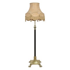 Neoclassical Brass and Black Column Standard Lamp with Adjustable Stem