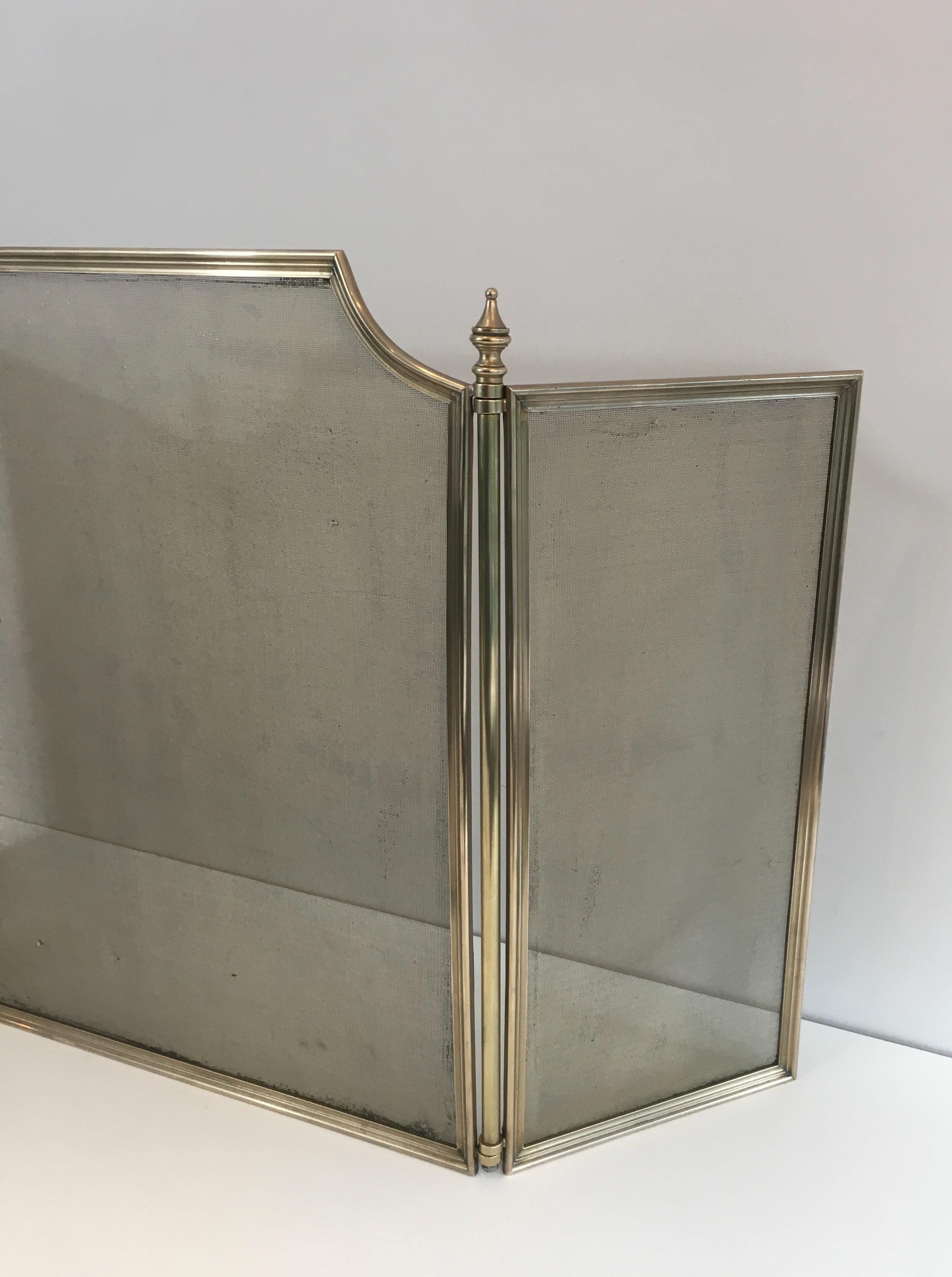 Mid-20th Century Neoclassical Brass and Brass Grilling Fire Place Screen 'Grilling a little bit d