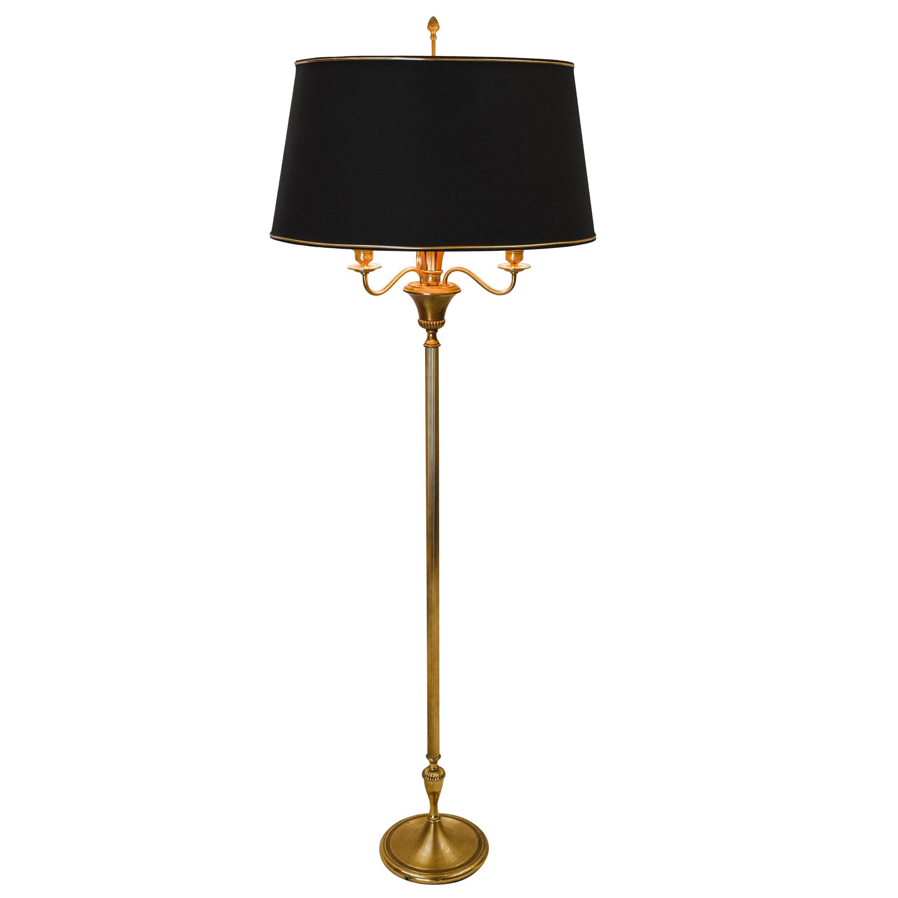 Neoclassical Brass and Gilt Metal Pineapple Floor Lamp, circa 1960