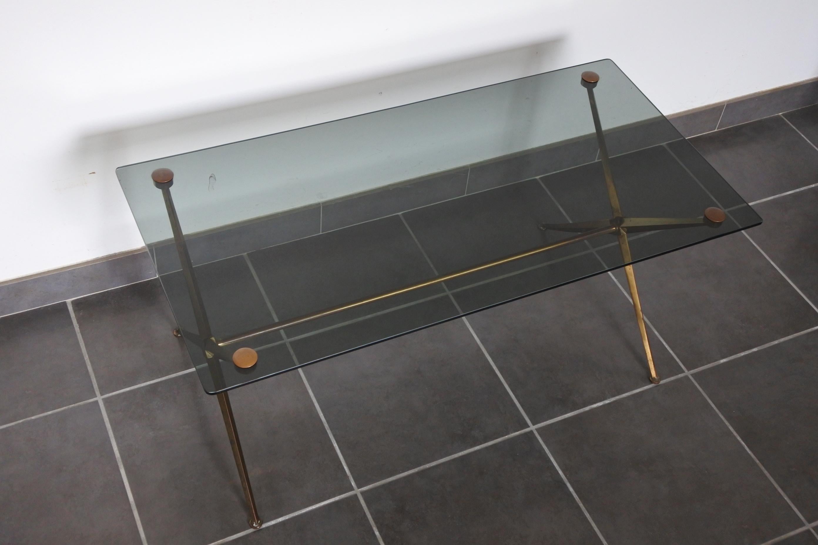 Neoclassical Revival Neoclassical Brass and Glass Coffee Table, France, 1950s