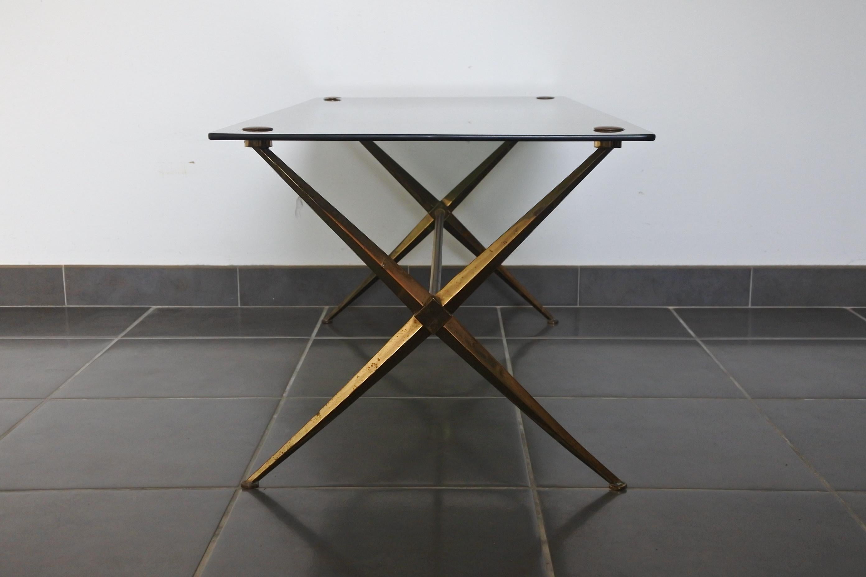 Neoclassical Brass and Glass Coffee Table, France, 1950s 2
