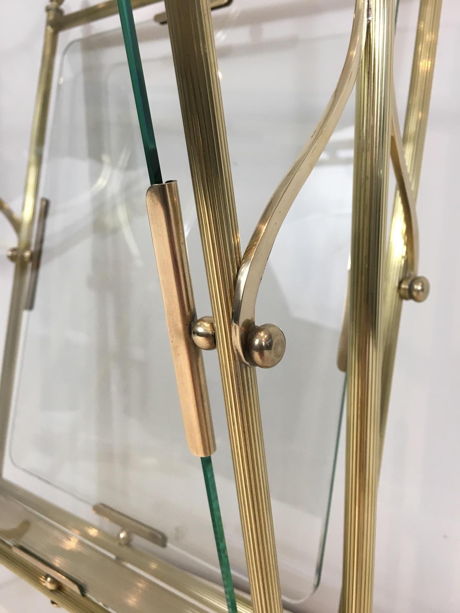 Neoclassical Brass and Glass Magazine Rack For Sale 5