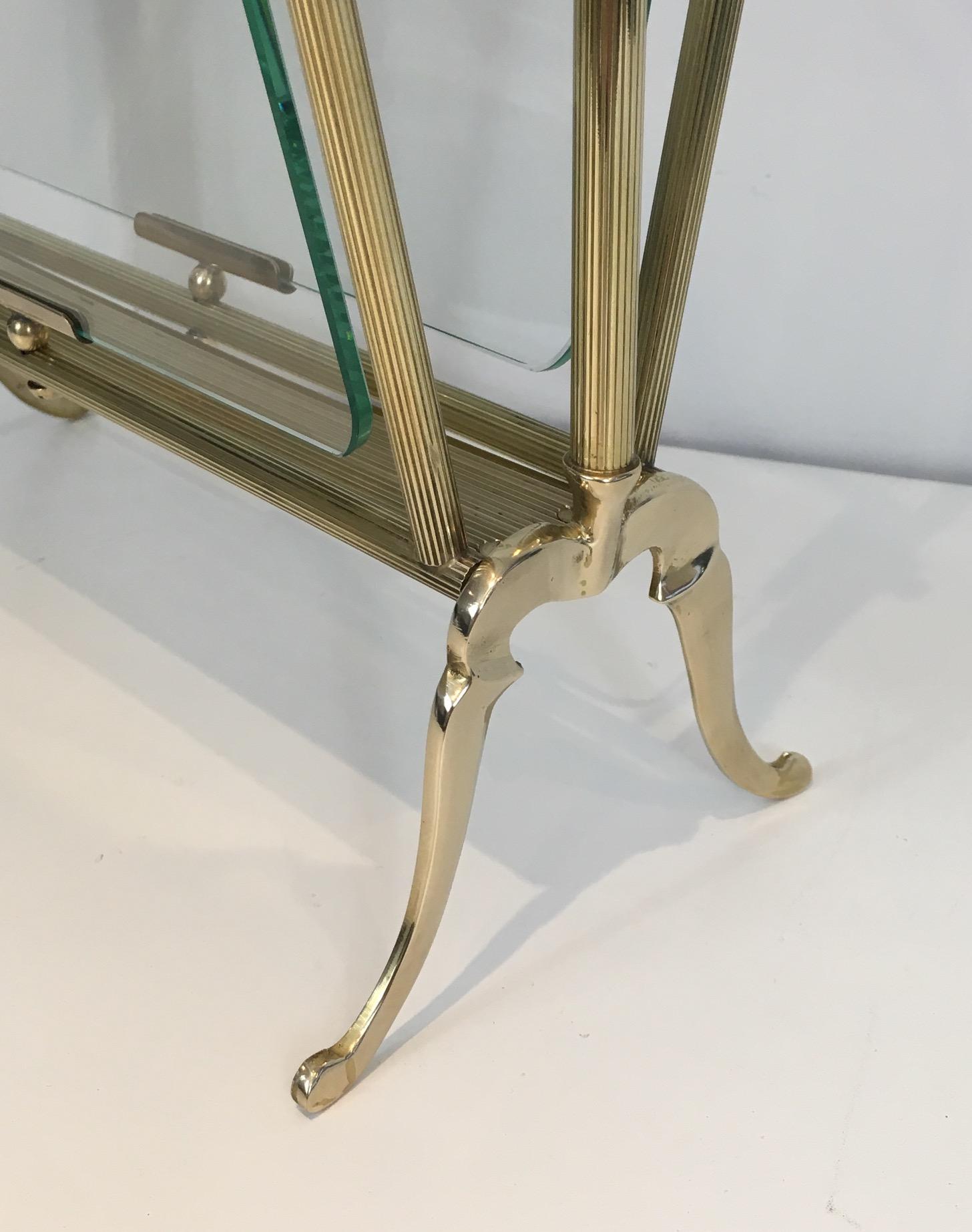 Neoclassical Brass and Glass Magazine Rack For Sale 9