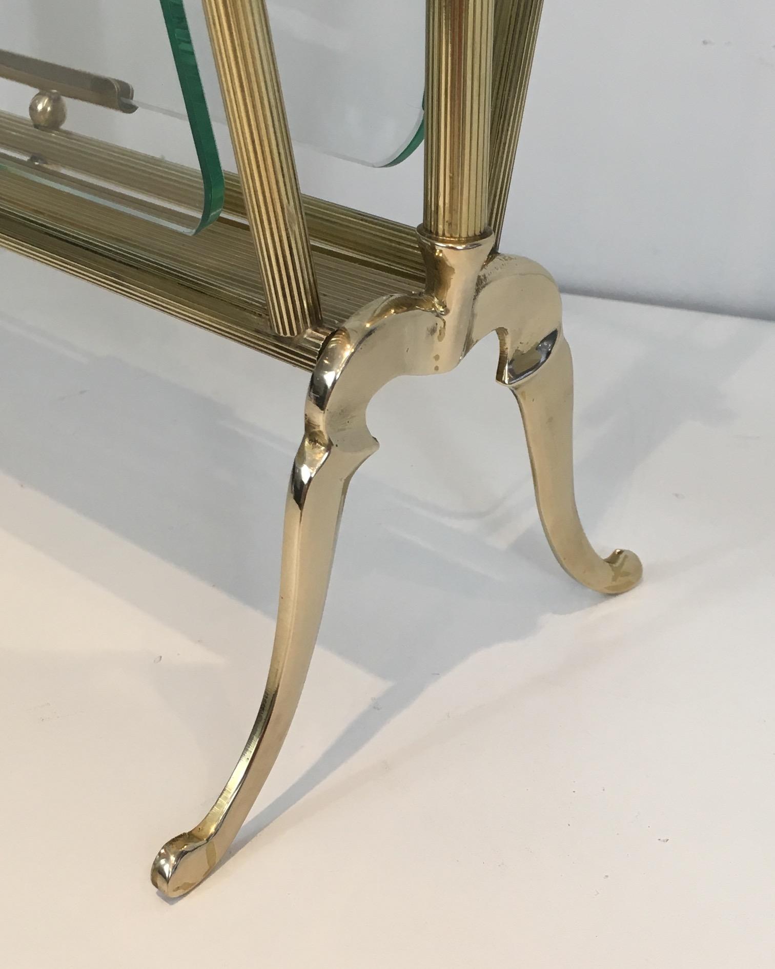 Neoclassical Brass and Glass Magazine Rack For Sale 10