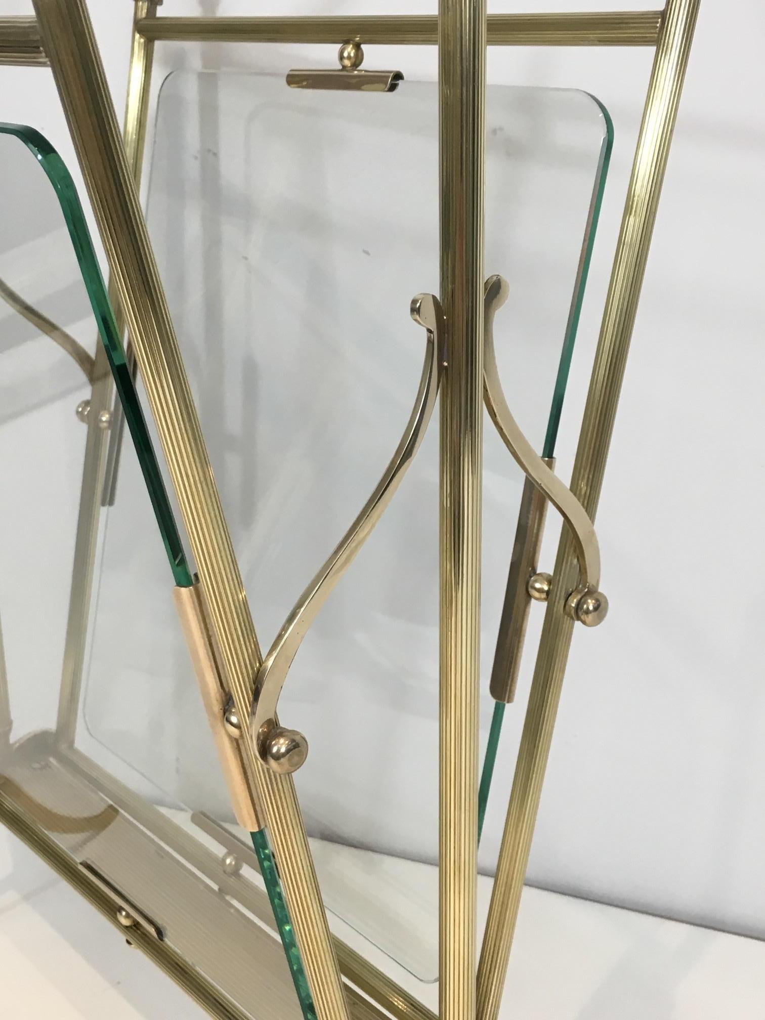 Neoclassical Brass and Glass Magazine Rack For Sale 1