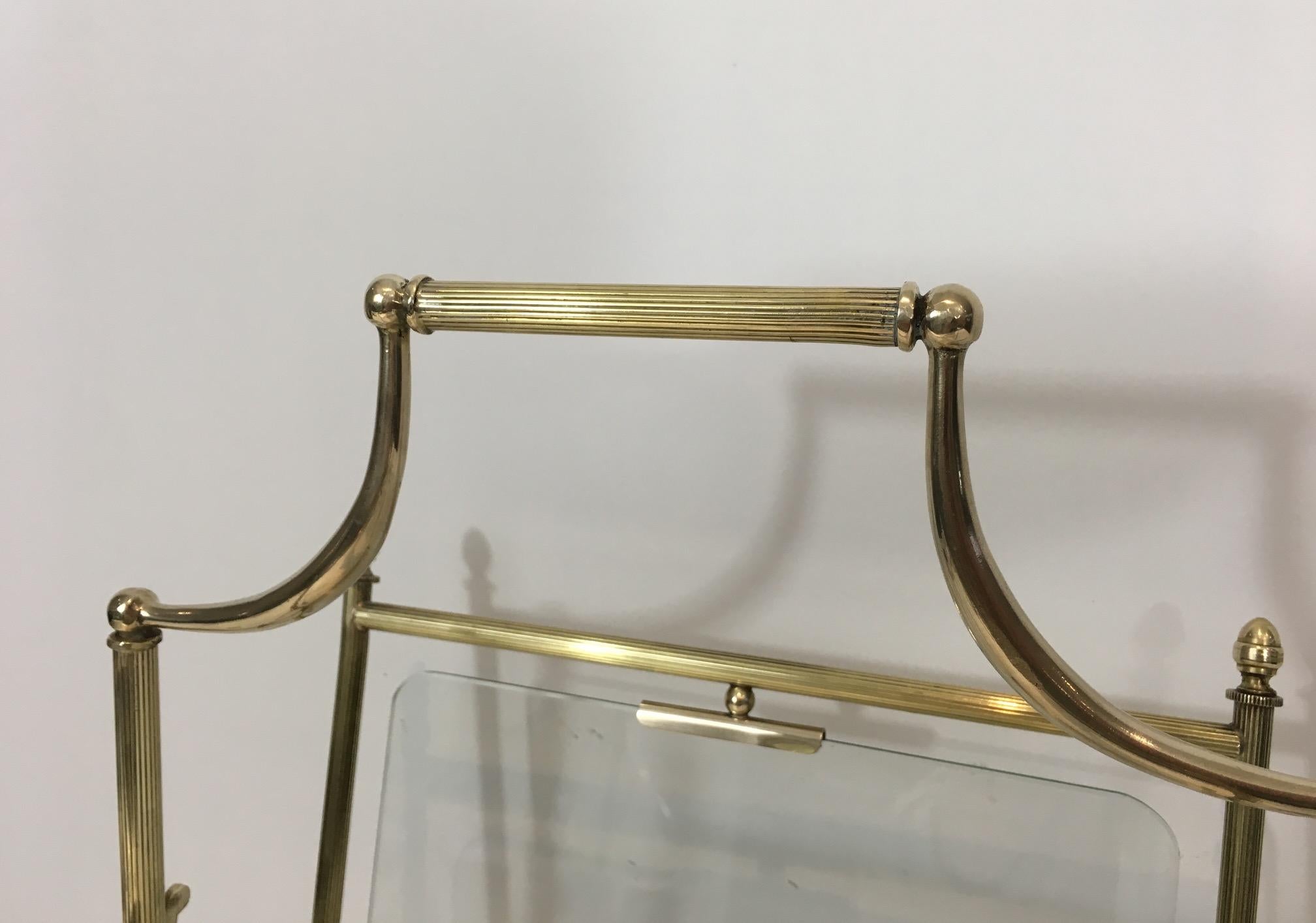 Neoclassical Brass and Glass Magazine Rack For Sale 3