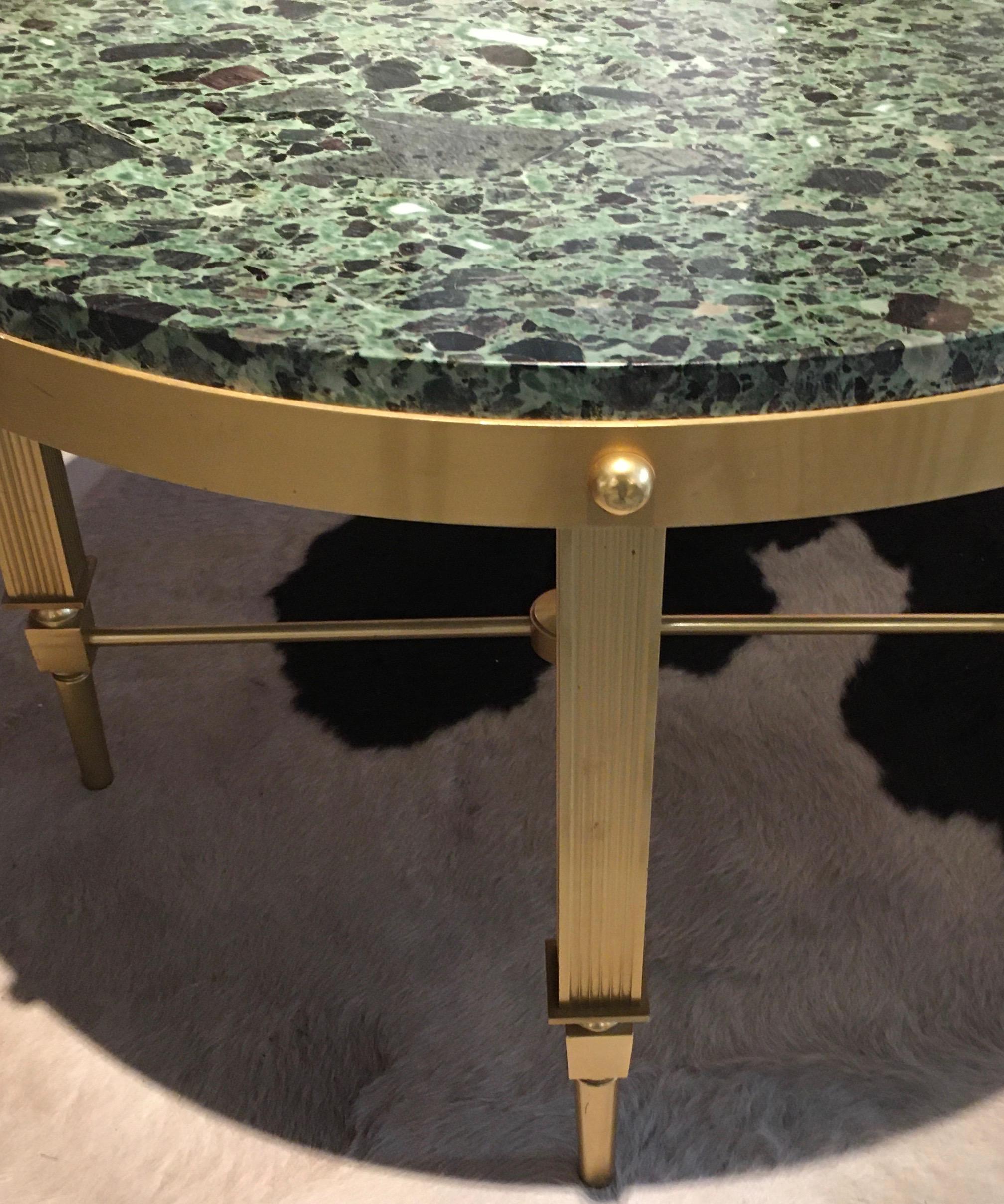 Neoclassical Brass and Marble Coffee Table by Maxime Old, France 1955 2