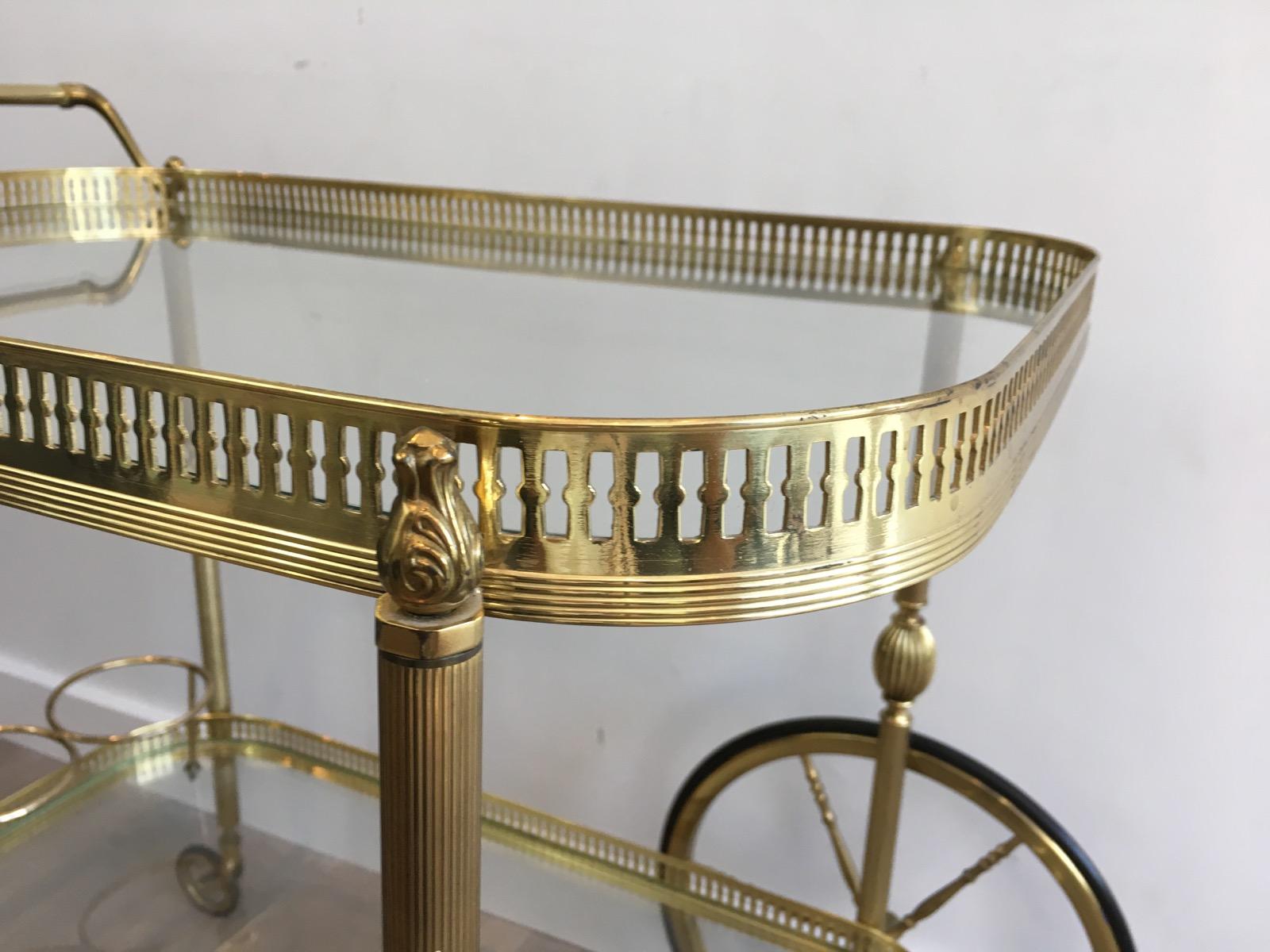 Neoclassical Brass Bar Cart French, circa 1940 8