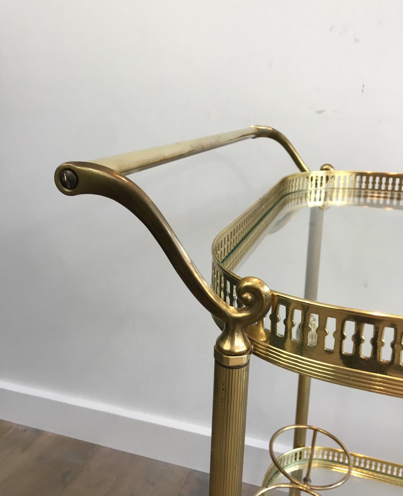 Mid-20th Century Neoclassical Brass Bar Cart French, circa 1940