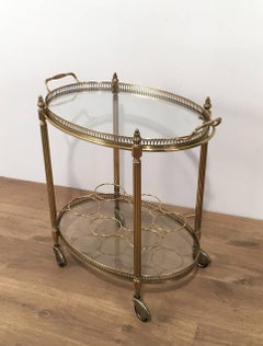 Vintage Neoclassical Brass Bar Cart in the Style of Maison Jansen