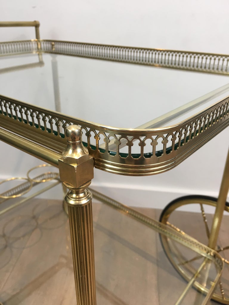 Neoclassical Brass Bar Cart with Large Wheels, French, circa 1940 at ...