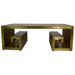 Neoclassical Brass Clad Coffee Table