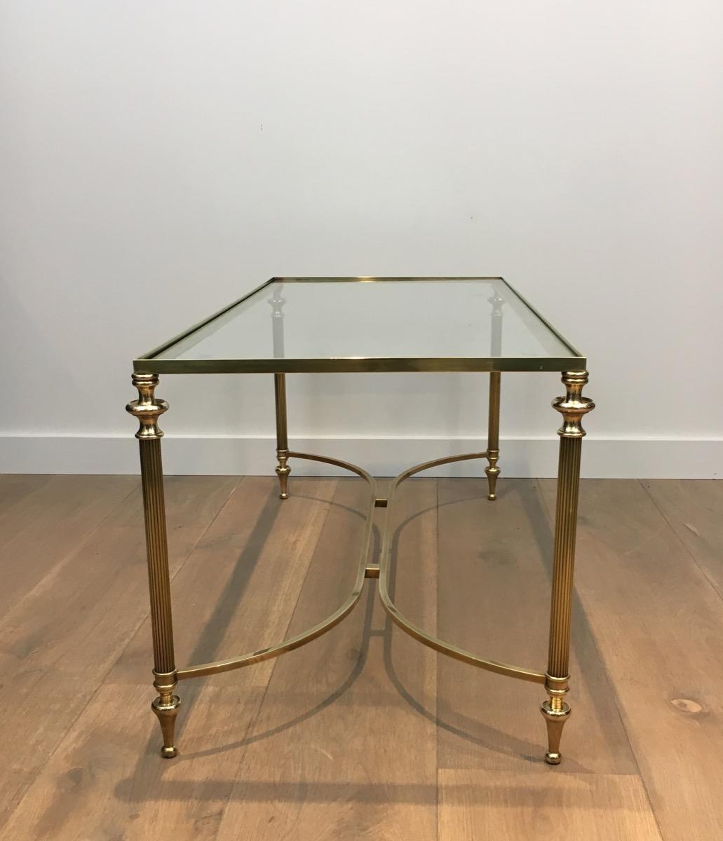 Neoclassical Brass Coffee Table with Glass Top, French, circa 1940 7