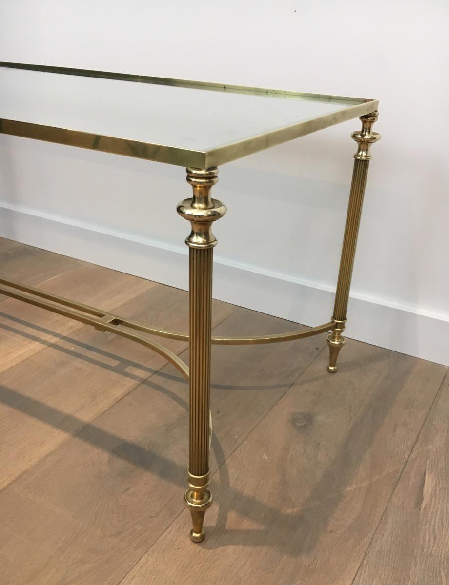 Neoclassical Brass Coffee Table with Glass Top, French, circa 1940 10