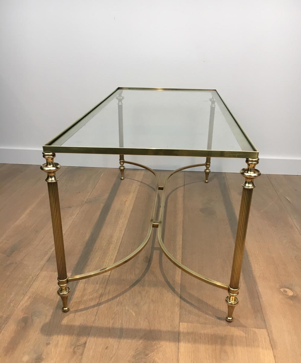 Neoclassical Brass Coffee Table with Glass Top, French, circa 1940 11