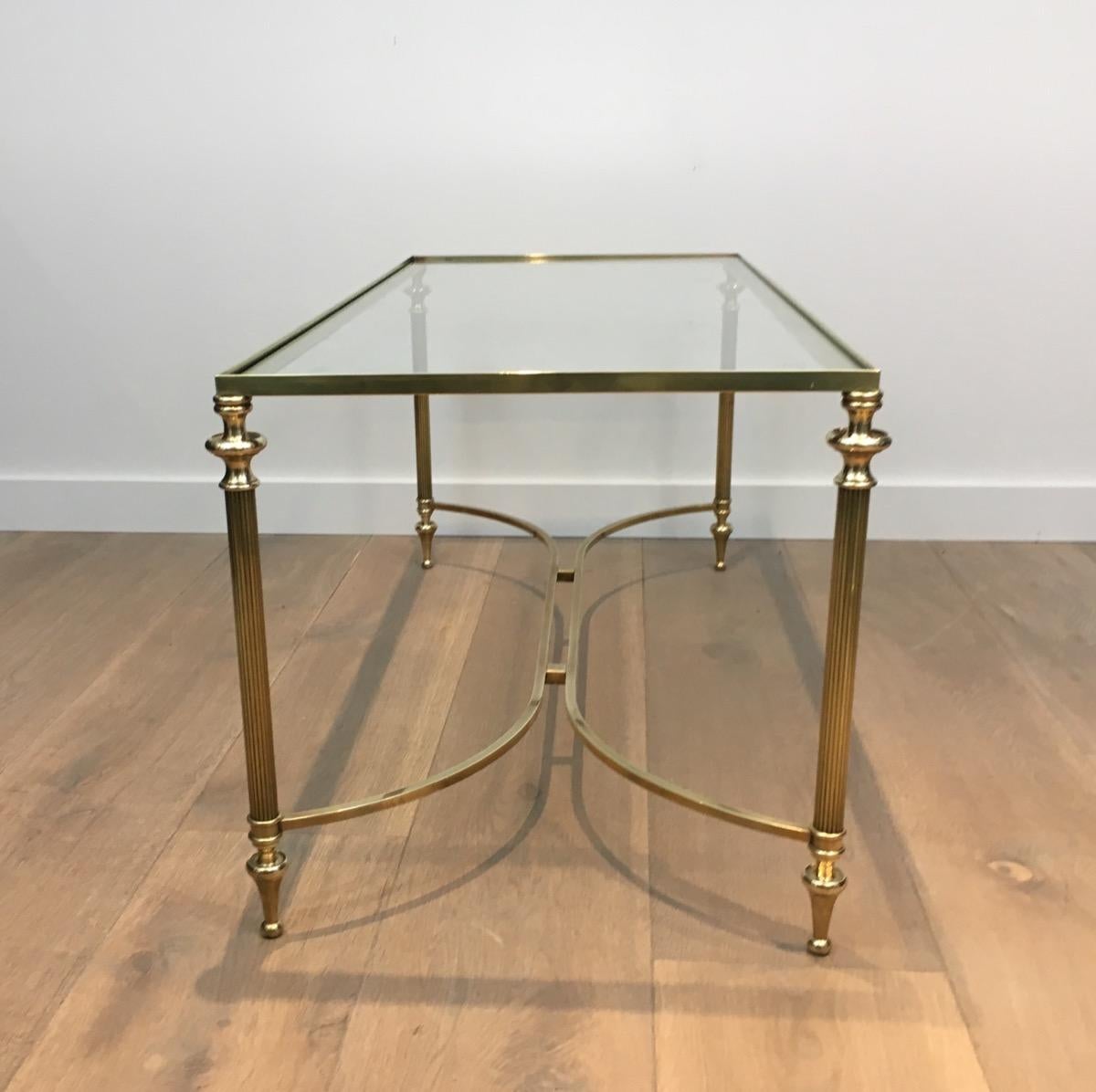 Neoclassical Brass Coffee Table with Glass Top, French, circa 1940 12