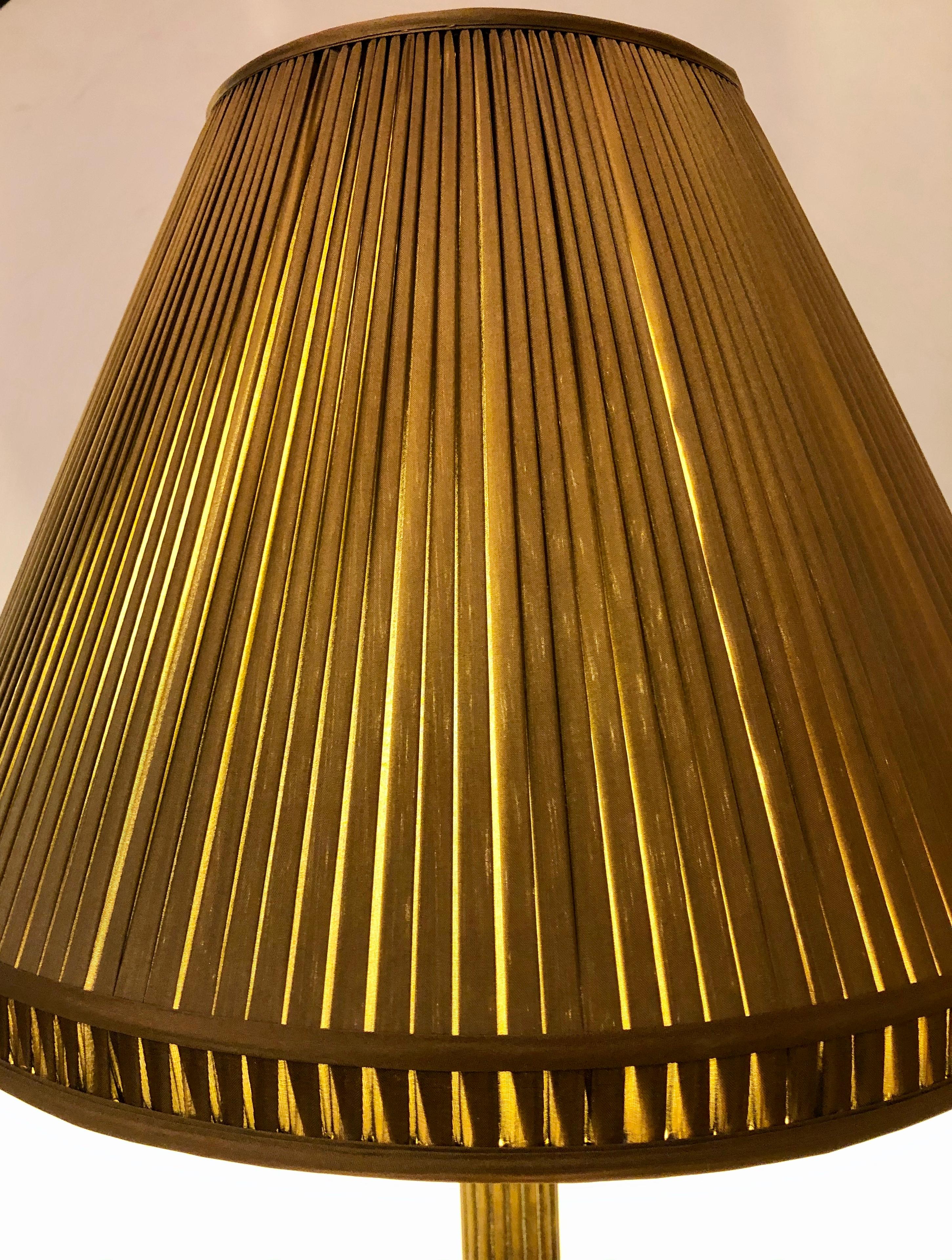 Metal Neoclassical Brass Column Form Table Lamp with Custom Shade