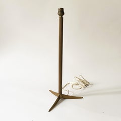 Neoclassical Brass Column Tripod Lamp, Lunel or Arlus, 1950s.