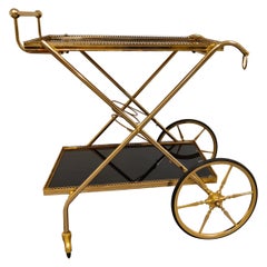 Vintage Neoclassical Brass Drinks Trolley, 1960s