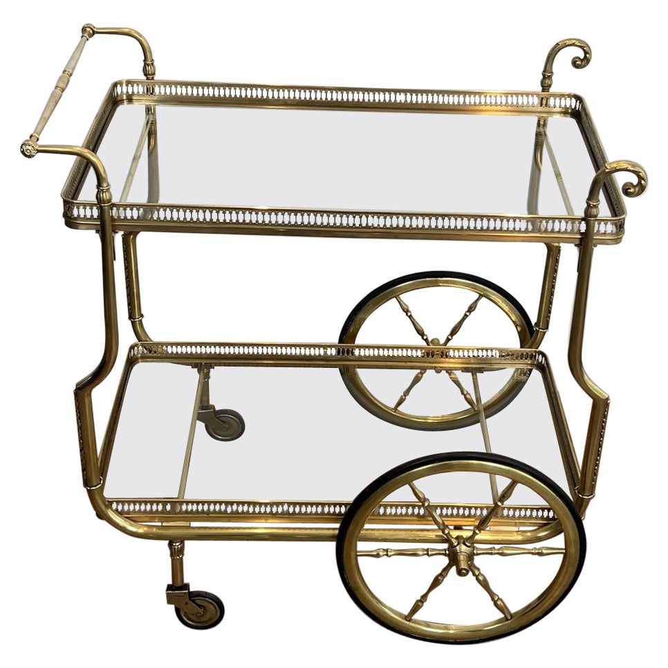 Neoclassical Brass Drinks Trolley by Maison Jansen, circa 1940