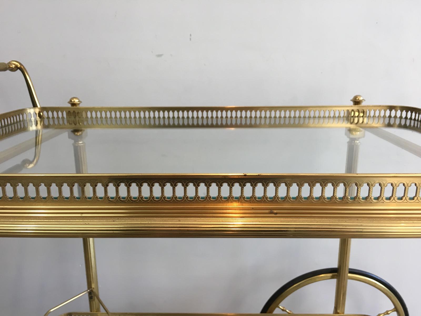 Neoclassical Brass Drinks Trolley, French, circa 1970 6