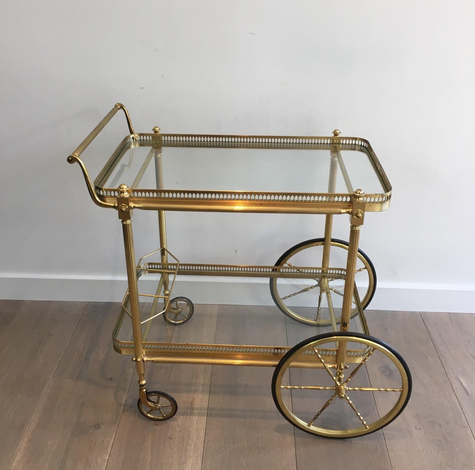 Neoclassical Brass Drinks Trolley, French, circa 1970 7