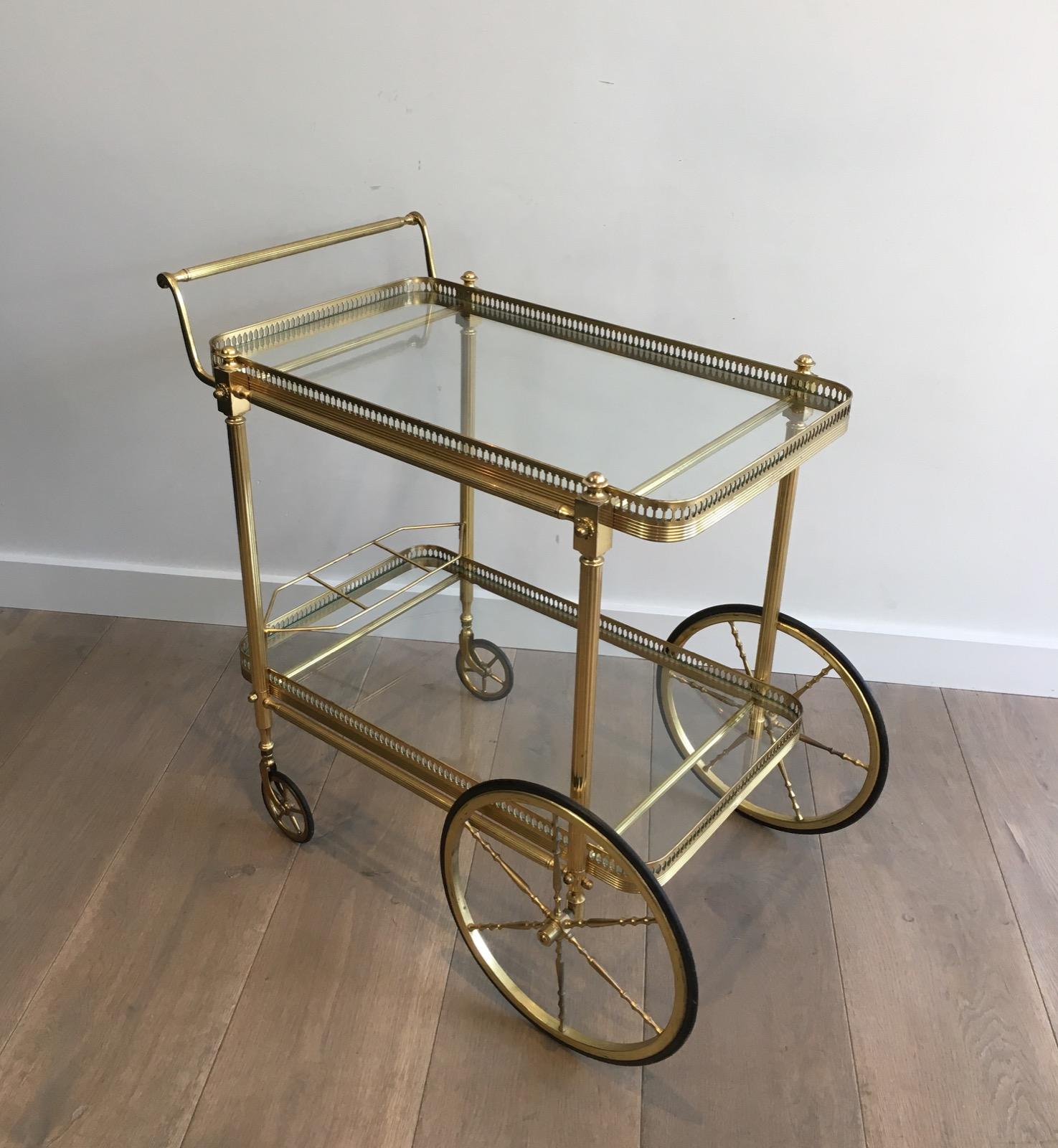 Neoclassical Brass Drinks Trolley, French, circa 1970 8