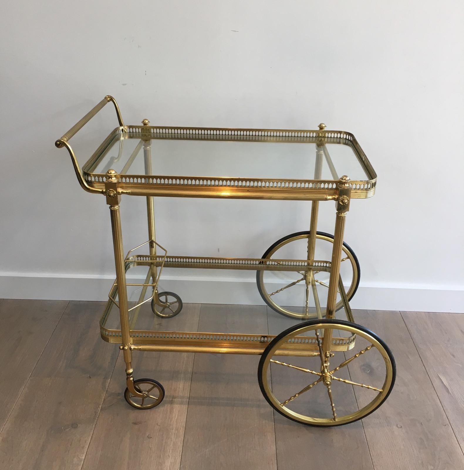 Neoclassical Brass Drinks Trolley, French, circa 1970 14