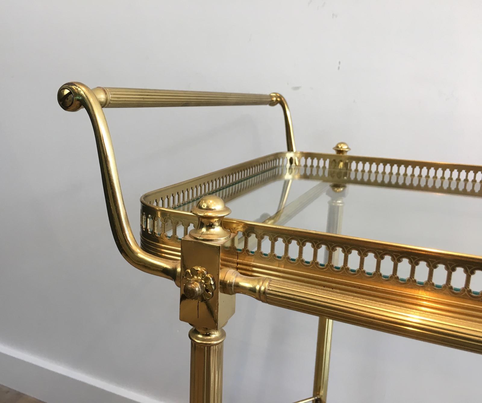 Neoclassical Brass Drinks Trolley, French, circa 1970 In Good Condition In Marcq-en-Barœul, Hauts-de-France