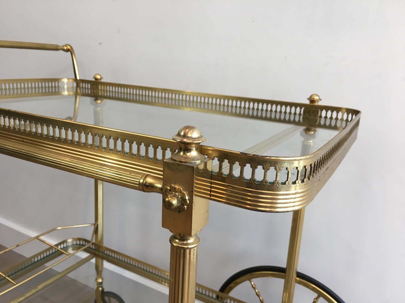 Late 20th Century Neoclassical Brass Drinks Trolley, French, circa 1970