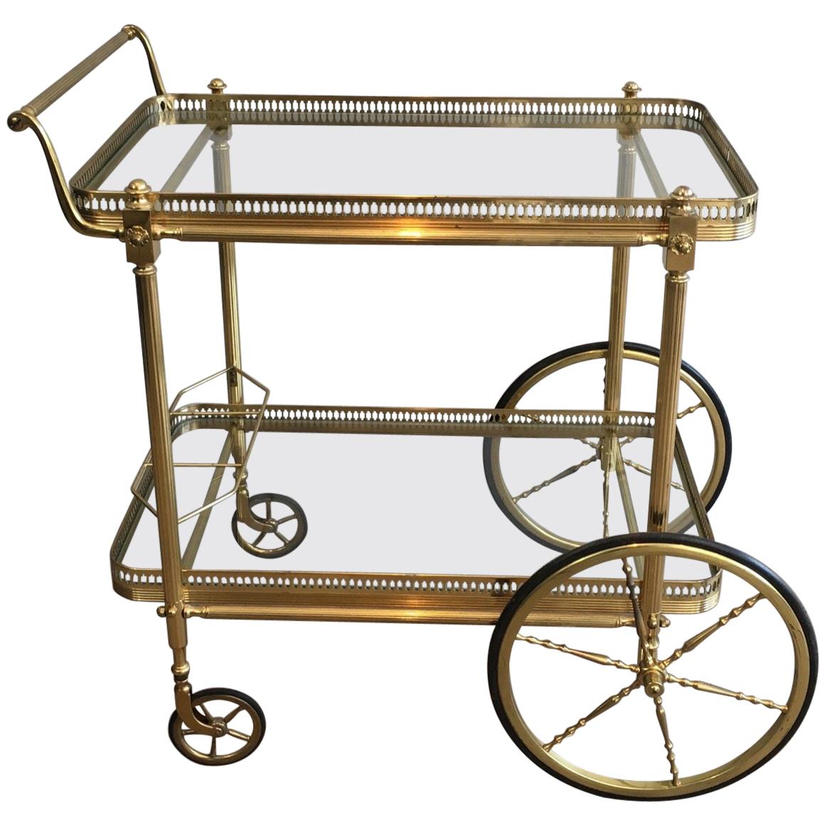 Neoclassical Brass Drinks Trolley, French, circa 1970