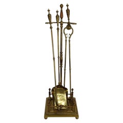 Neoclassical Brass Fireplace Tool Set C1920
