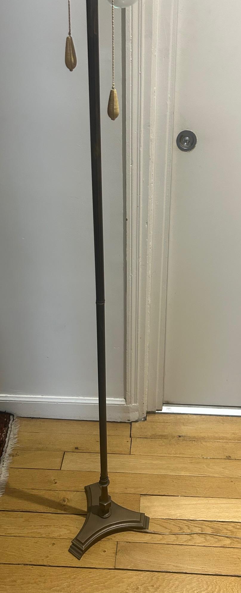French neoclassical brass floor lamp attributed to Bagues For Sale