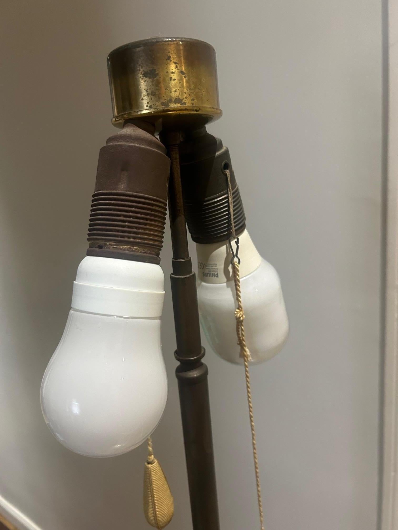 20th Century neoclassical brass floor lamp attributed to Bagues For Sale