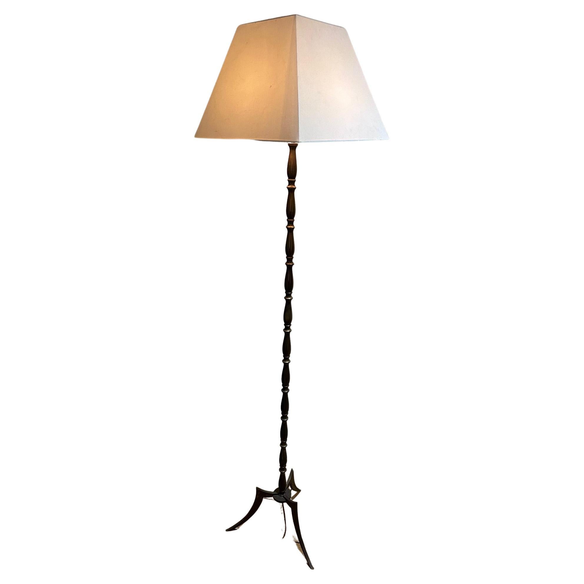 neoclassical brass floor lamp  For Sale