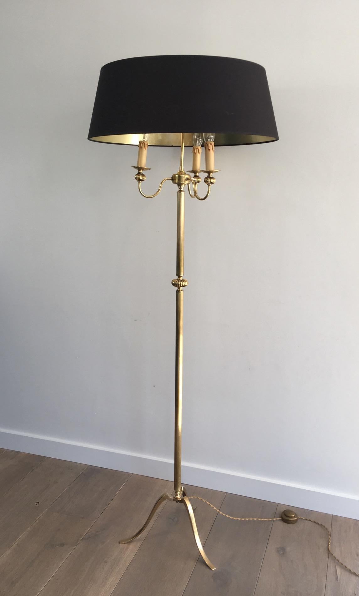 Neoclassical Brass Floor with 3 Lights, circa 1960 10