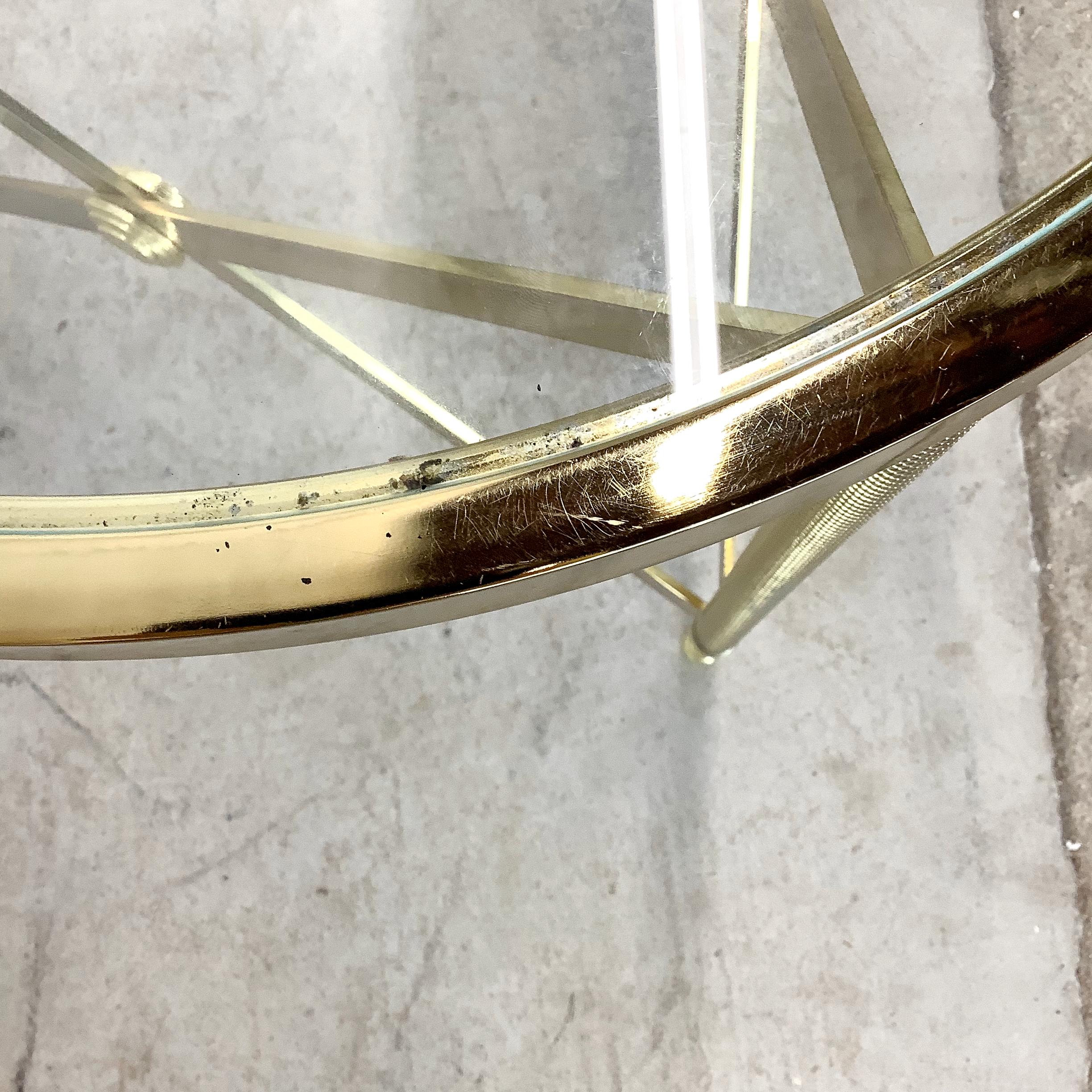 Neoclassical Brass & Glass Accent Table in the Manner of Maison Jansen For Sale 4