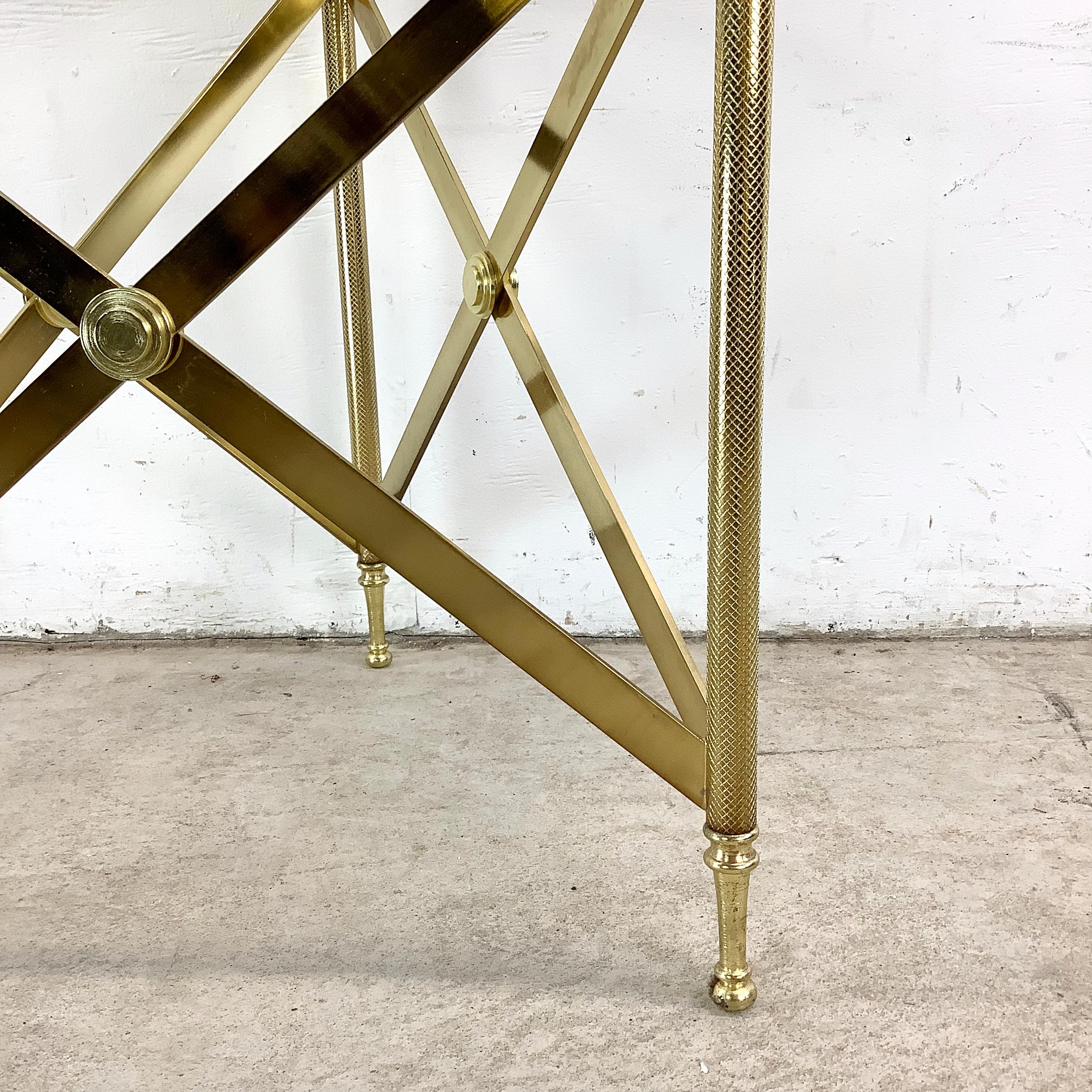 Neoclassical Brass & Glass Accent Table in the Manner of Maison Jansen For Sale 7