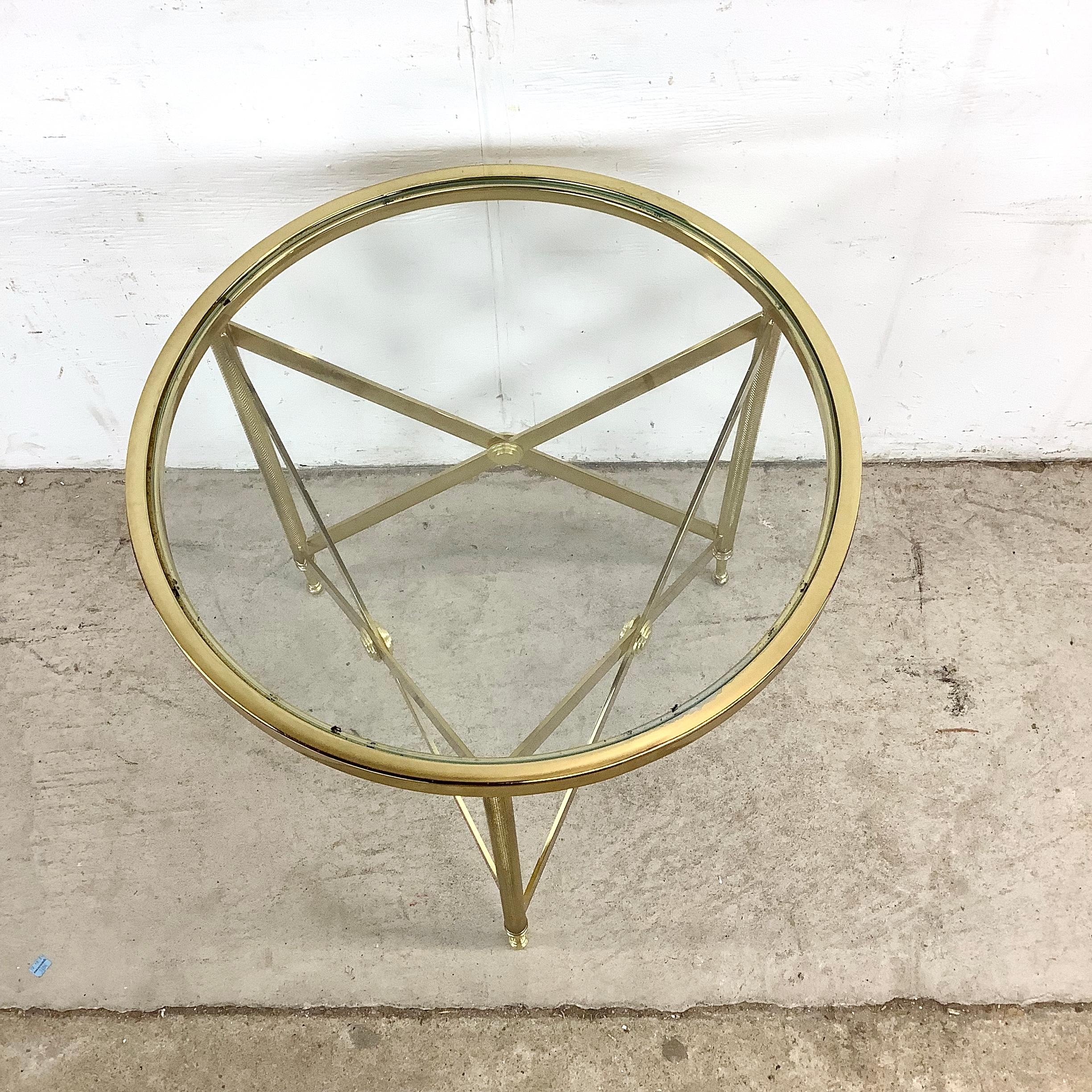 Unknown Neoclassical Brass & Glass Accent Table in the Manner of Maison Jansen For Sale