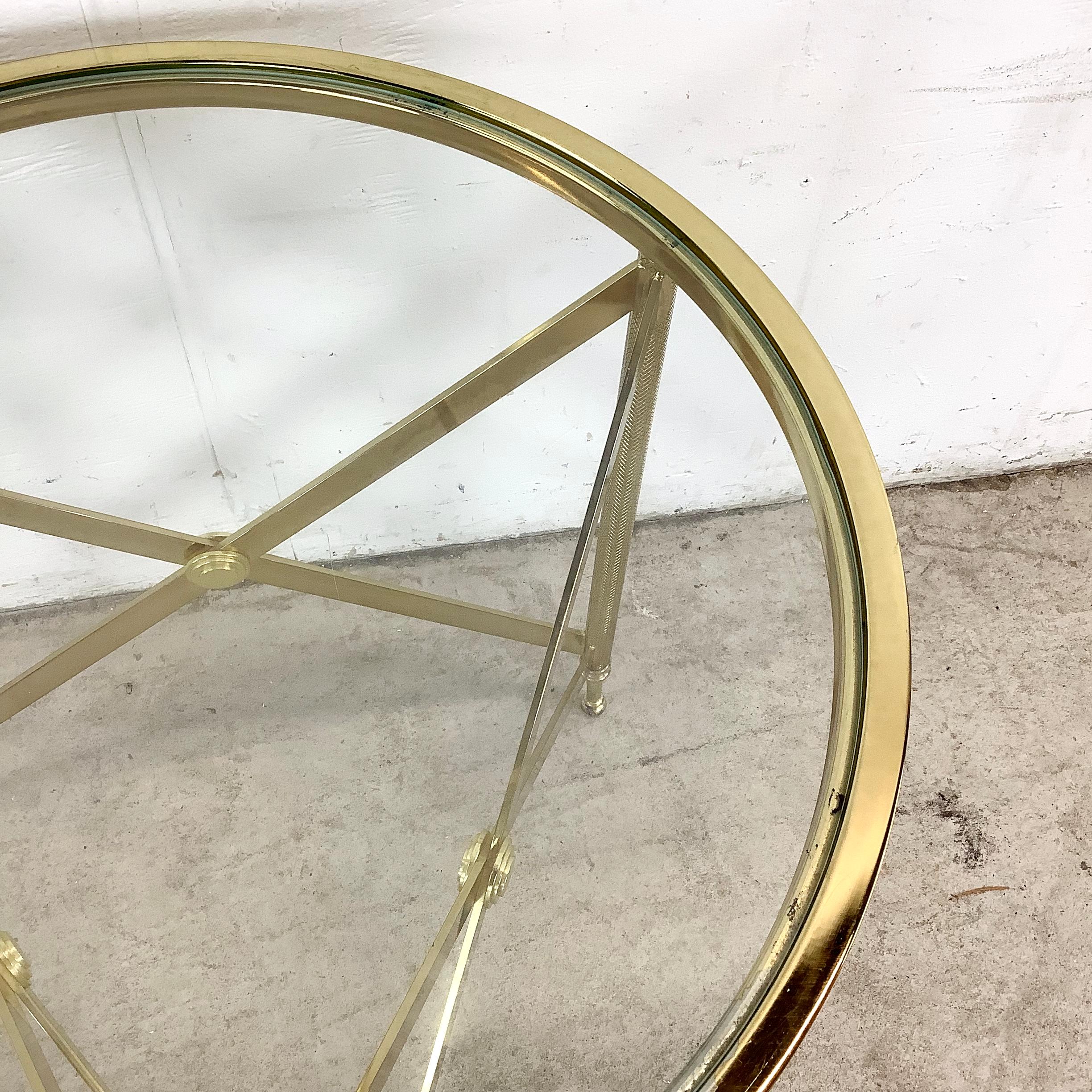 20th Century Neoclassical Brass & Glass Accent Table in the Manner of Maison Jansen For Sale