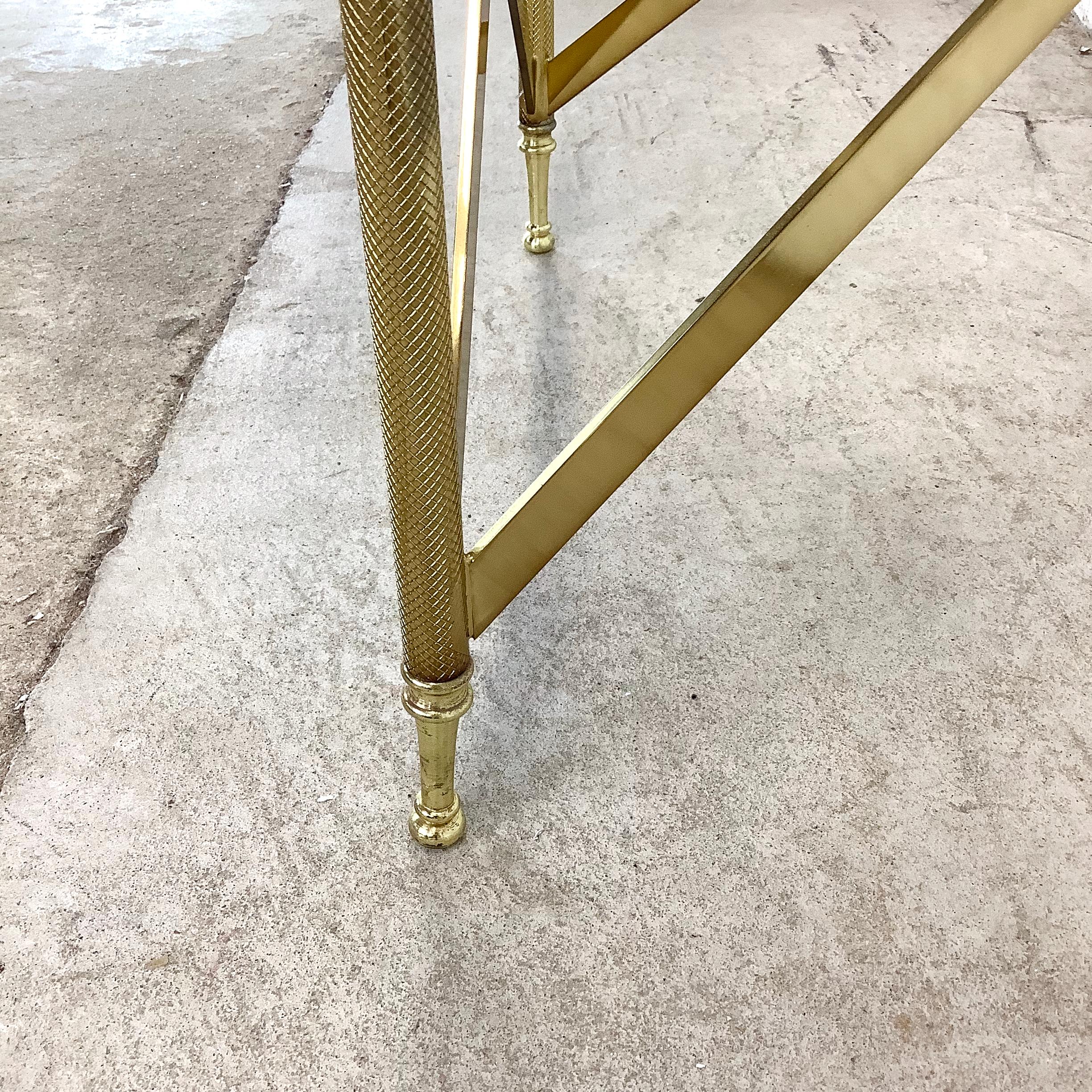 Neoclassical Brass & Glass Accent Table in the Manner of Maison Jansen For Sale 2