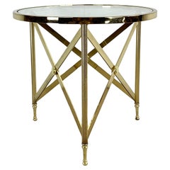 Neoclassical Brass & Glass Accent Table in the Manner of Maison Jansen