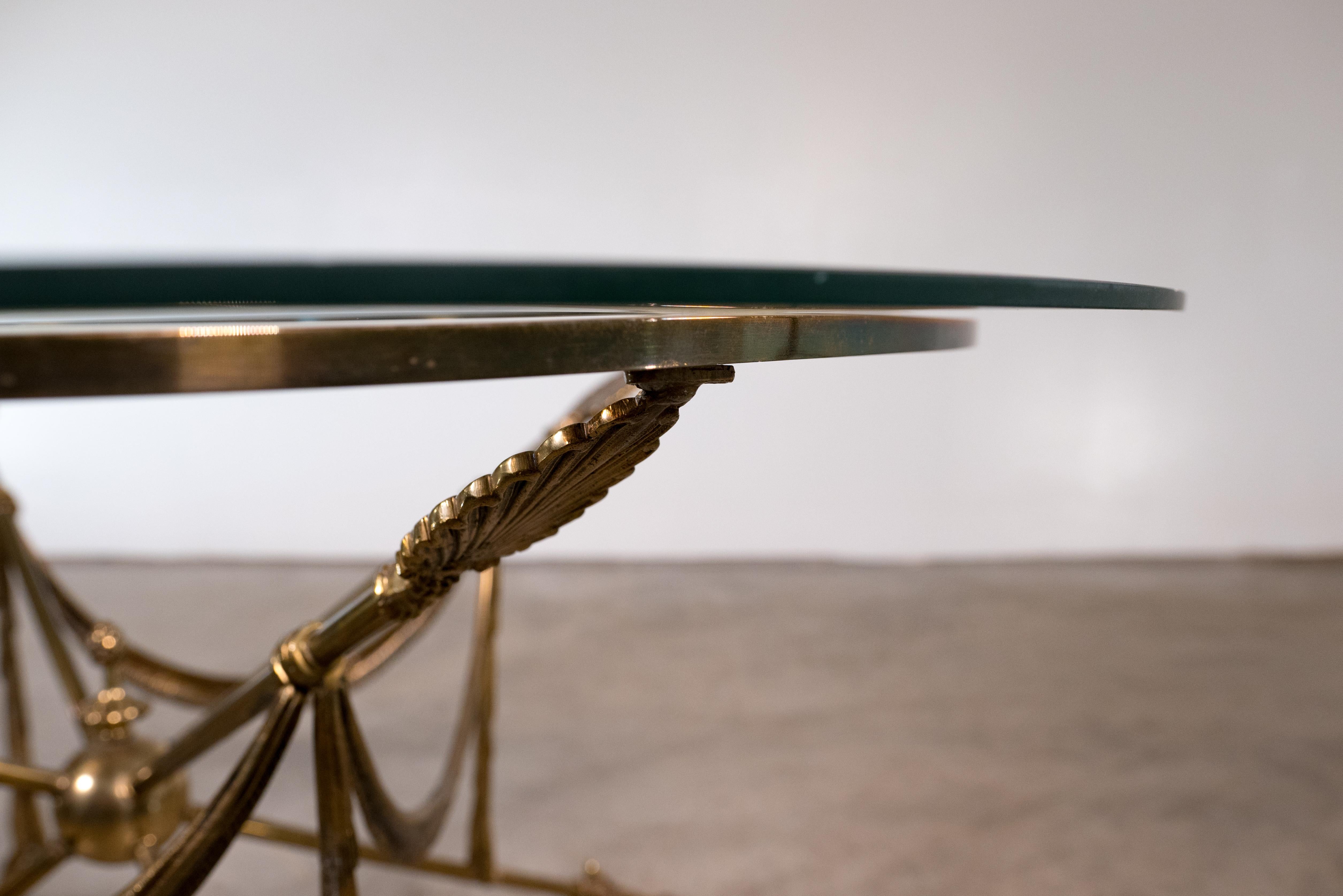 20th Century Neoclassical Brass Jansen Style Gueridon Coffee Table on Arrow Legs
